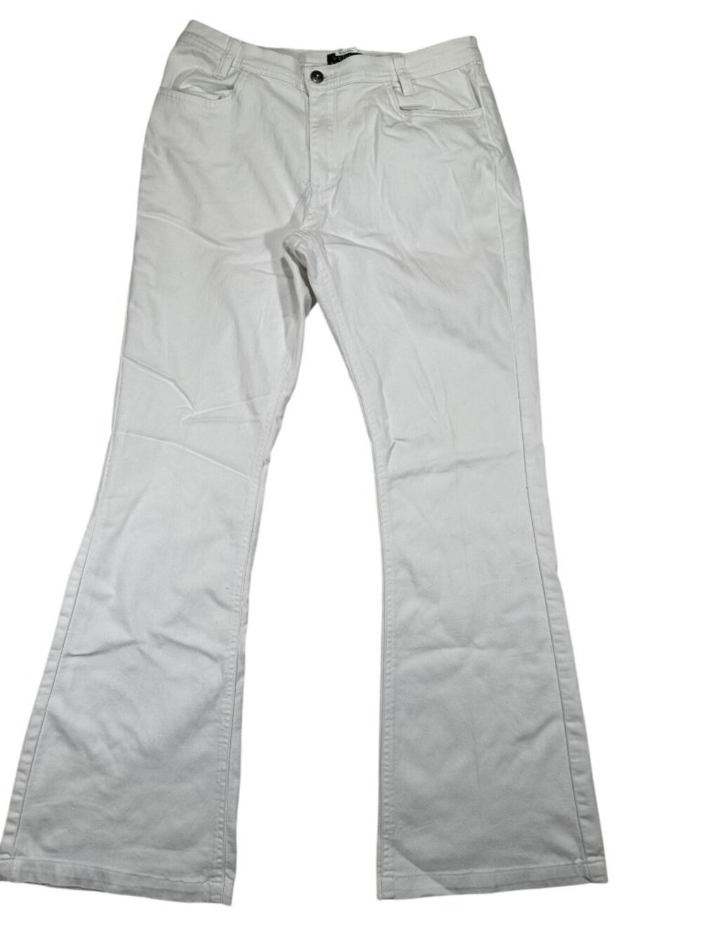 Venus Womens White Straight Leg Pants Size 12 Stretchy Casual Design